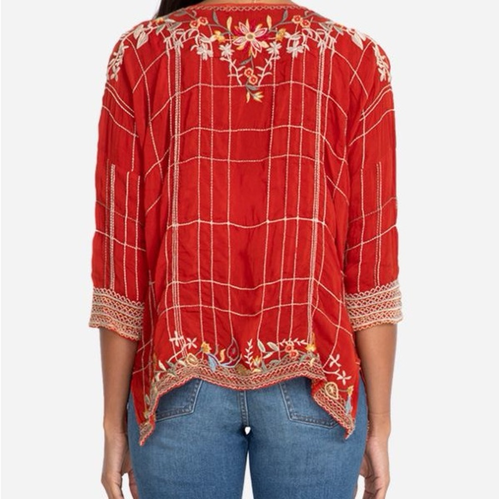 Johnny Was Embroidered Red Women's Top - Picture 2 of 11